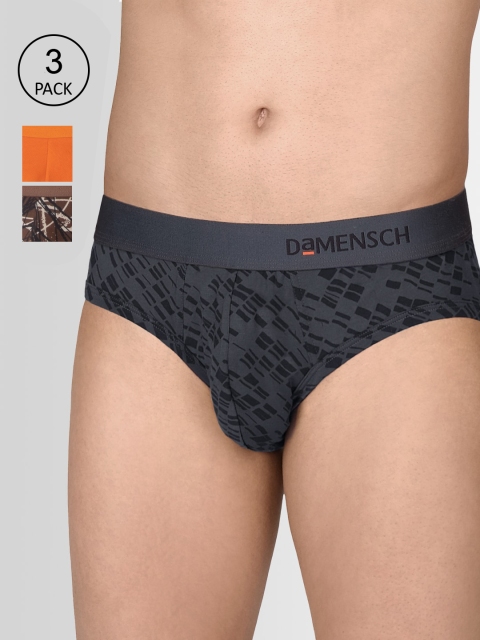 

DaMENSCH Men Pack of 3 Brown & Grey Deo-Soft Deodrizing Briefs
