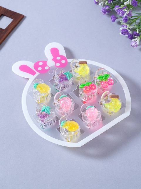 

Golden Peacock Girls Set of 10 Pink & Yellow Embellished Claw Clips