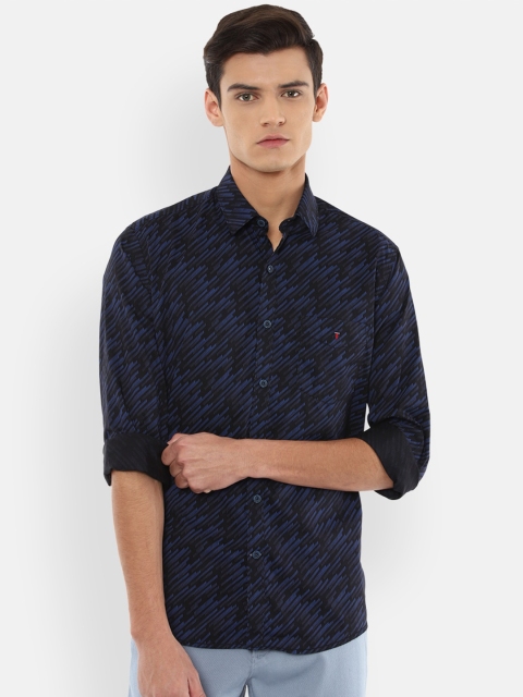 

Louis Philippe Sport Men Black & Navy Blue Cotton Slim Fit Abstract Print Casual Shirt