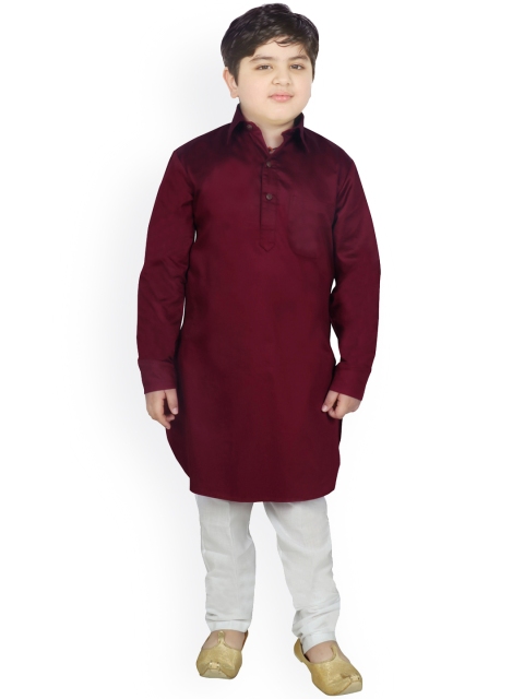 

SG YUVRAJ Boys Maroon Pure Cotton Kurta with Pyjamas