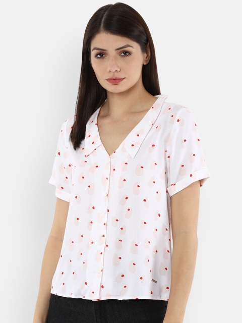 

Van Heusen Woman White Printed Casual Shirt