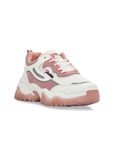 

Jove Women White Woven Design Regular Sneakers