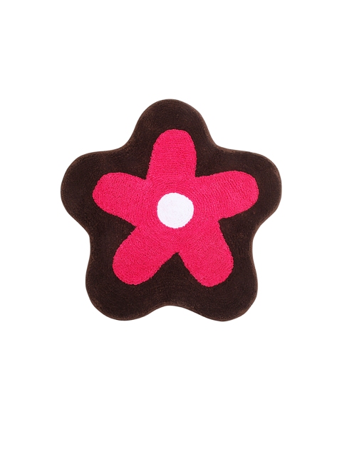 

Saral Home Brown & Pink Flower-Shaped Anti-Skid Bath Rug