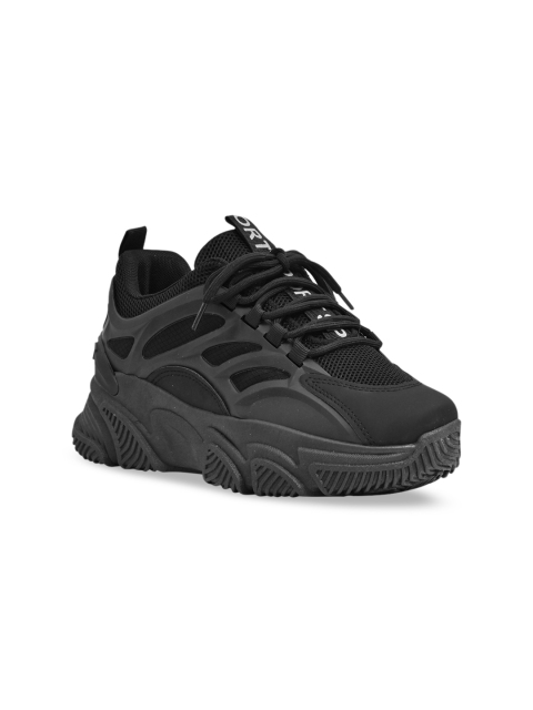 

Jove Women Black Woven Design Mid Top Sneakers