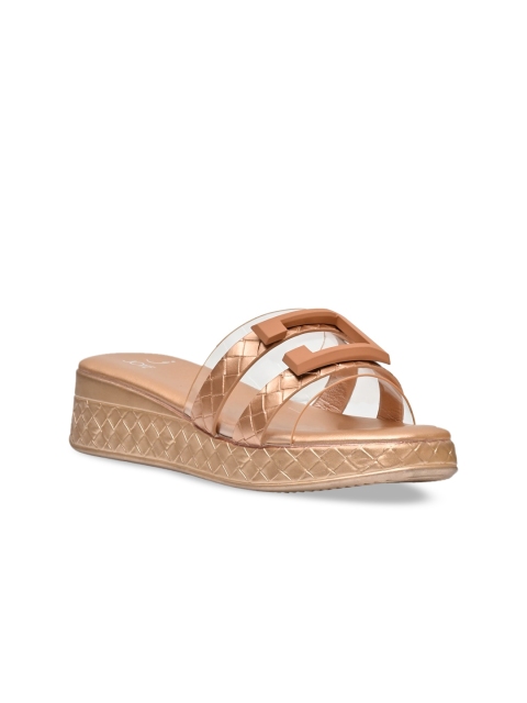 

Jove Rose Gold Textured PU Wedge Sandals