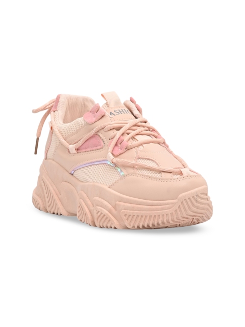 

Jove Women Pink solid Mid Top Sneakers