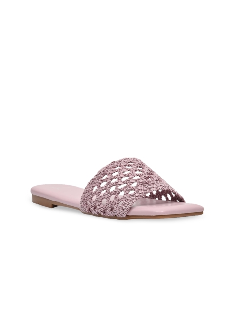

Jove Women Lavender Woven Design Open Toe Flats