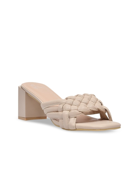 

Jove Beige PU Block Mules