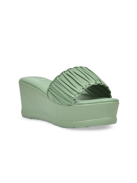 

Jove Sea Green PU Flatform Mules