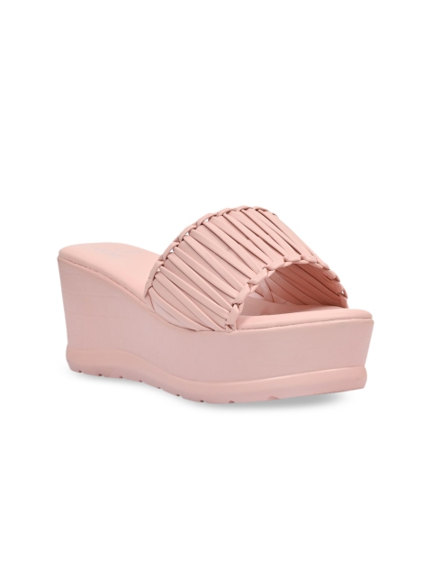 

Jove Pink PU Flatform Mules