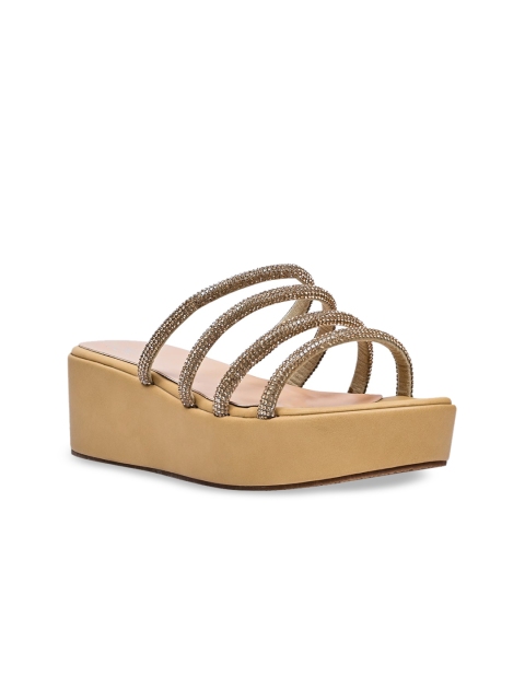

Jove Gold-Toned PU Flatform Sandals
