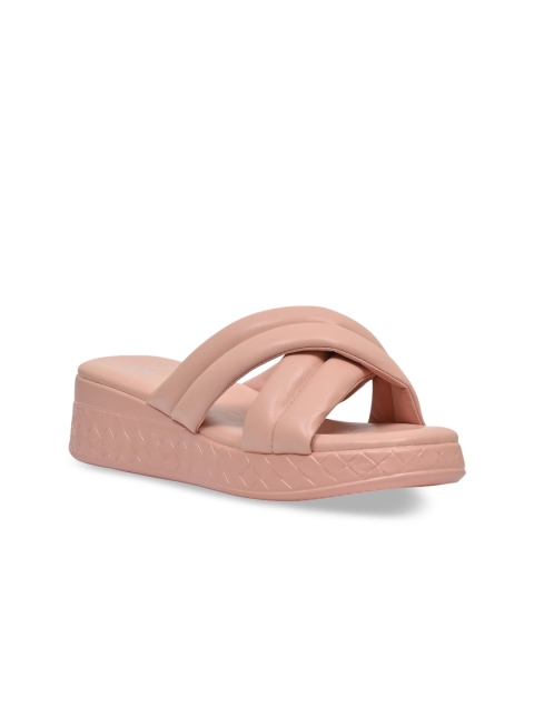 

Jove Pink PU Flatform Mules