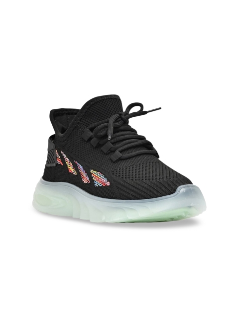

Jove Women Black Woven Design Sneakers