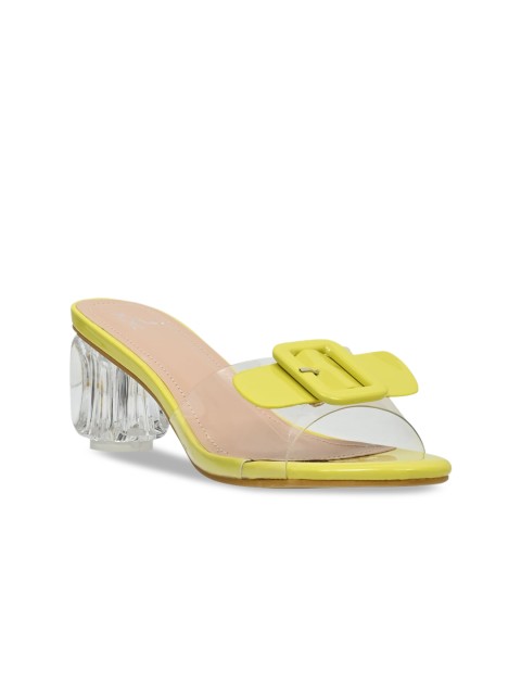 

Jove Yellow PU Block Sandals with Tassels