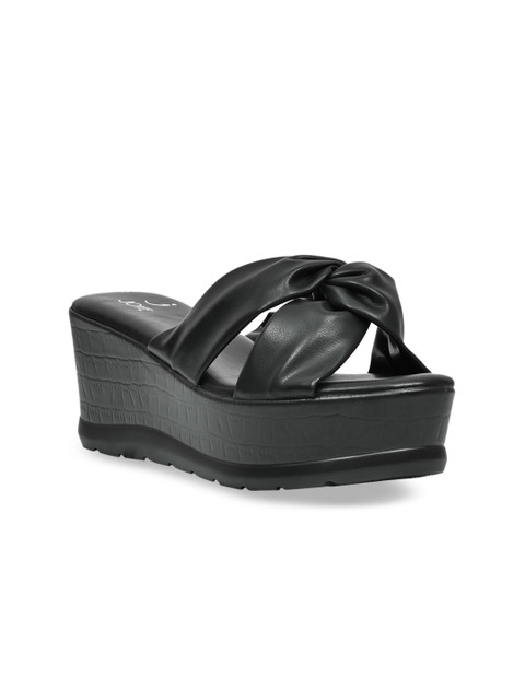 

Jove Black PU Wedge Mules
