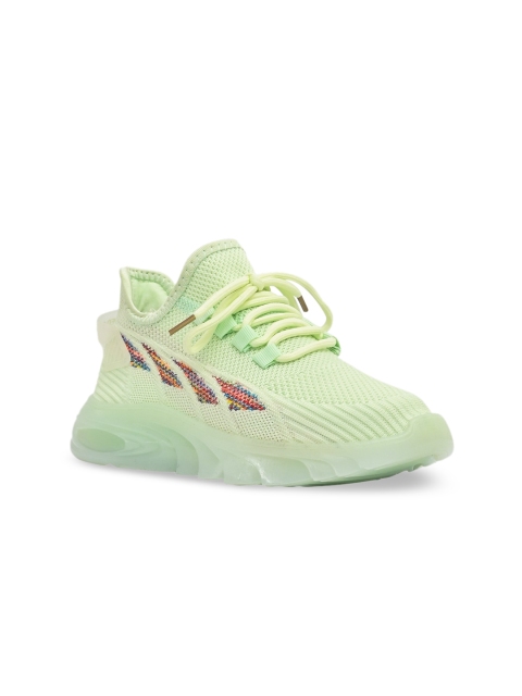 

Jove Women Fluorescent Green Woven Design Sneakers