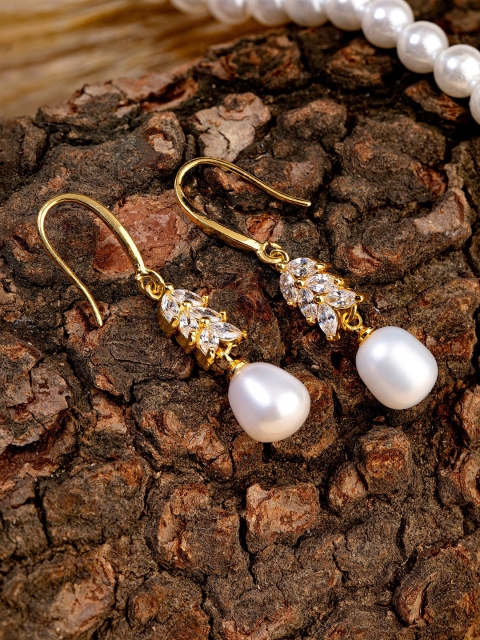 

Studio Voylla Gold-Toned Geometric Drop Earrings