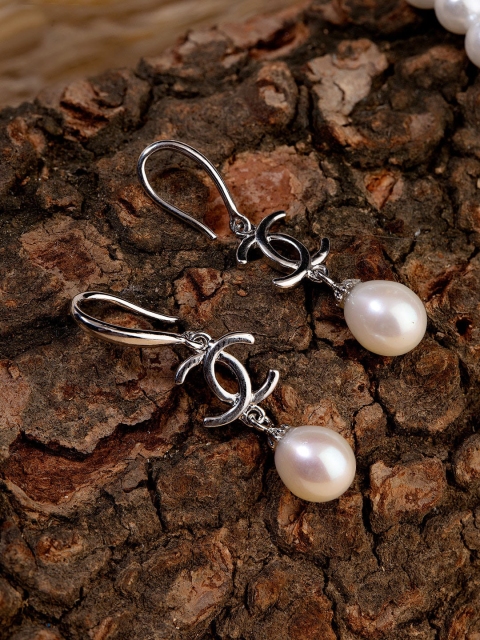 

Studio Voylla Silver-Toned Geometric Drop Earrings