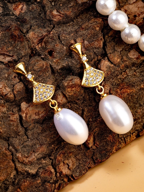 

Studio Voylla Gold-Toned Geometric Drop Earrings