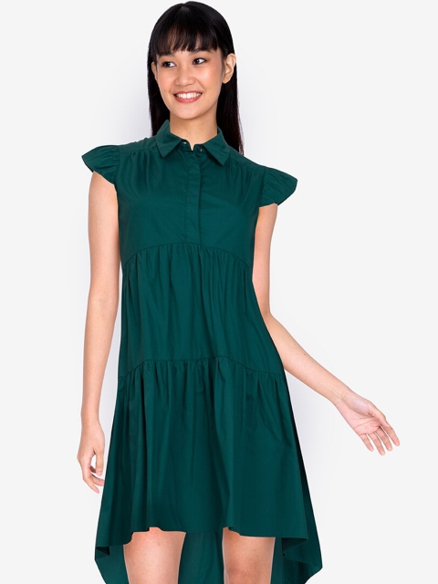 

ZALORA BASICS Women Green A-Line Tiered Dress