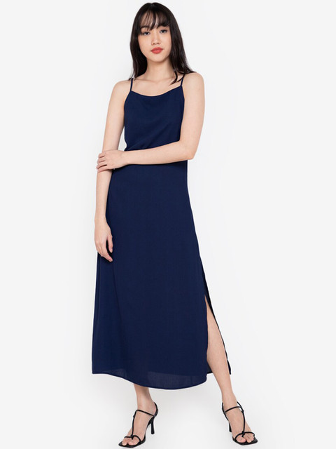 

ZALORA BASICS Navy Blue A-Line Maxi Dress