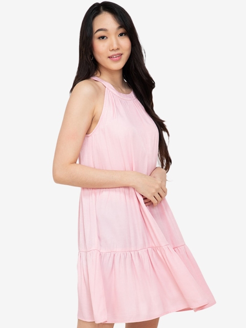 

ZALORA BASICS Pink Sleeveless Tiered Dress