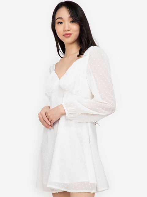 

ZALORA BASICS Women White A-Line Mini Skater Dress