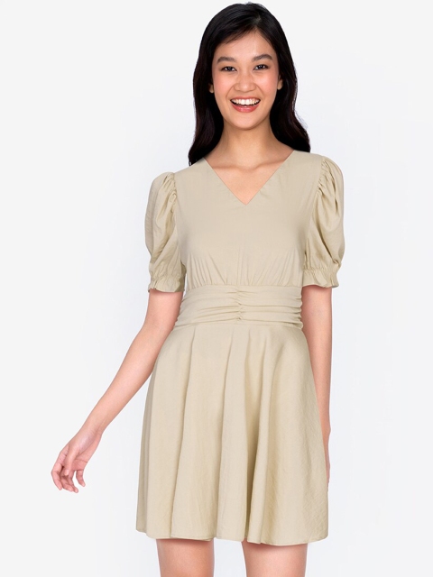

ZALORA BASICS Beige Fit & Flare Dress