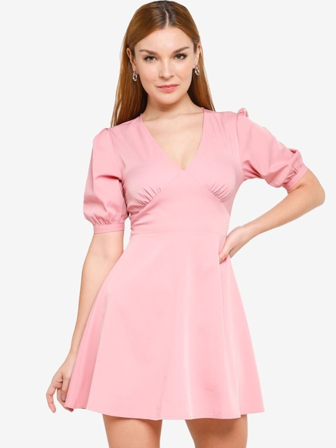 

ZALORA BASICS Pink A-Line Mini Dress