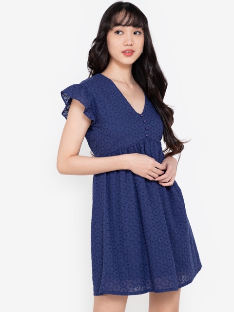 

ZALORA BASICS Navy Blue A-Line Midi Dress
