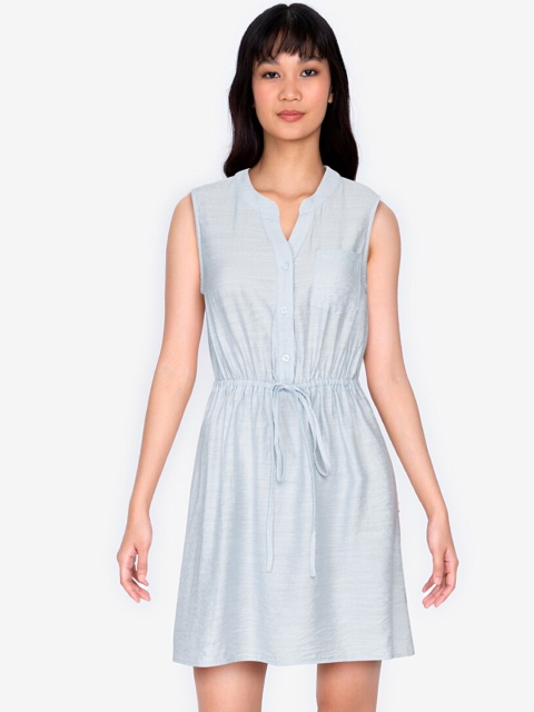 

ZALORA BASICS Women Grey Solid Drawstring Waist Sleeveless A-Line Dress