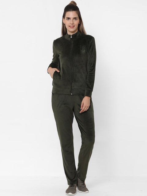 

Sweet Dreams Women Olive Grey Solid Tracksuit