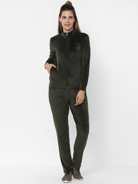 

Sweet Dreams Women Olive Grey Solid Tracksuit