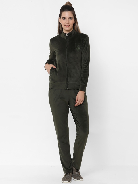 

Sweet Dreams Women Olive Grey Solid Tracksuit