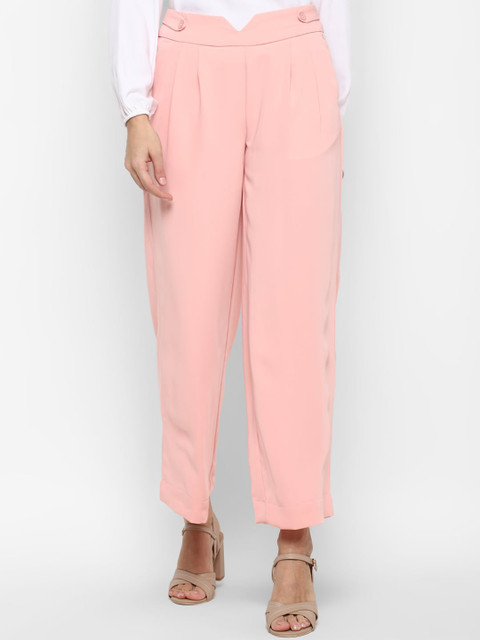 

Allen Solly Woman Peach-Coloured Pleated Trousers