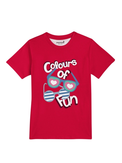 

mezmoda Boys Red & White Typography Printed Dri-Fit T-shirt