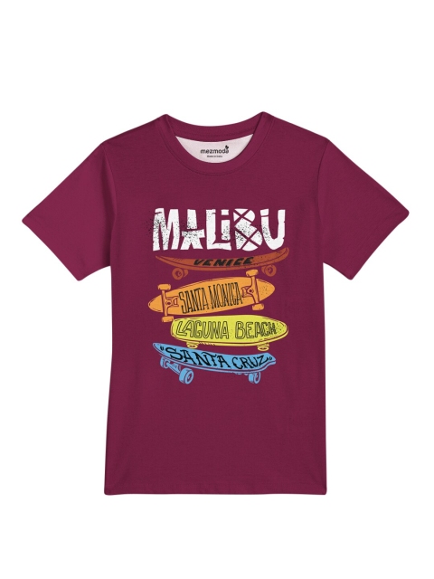 

mezmoda Boys Maroon & White Printed Dri-Fit T-shirt