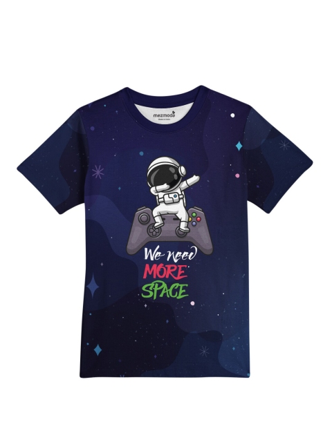 

mezmoda Boys Navy Blue & White Printed Dri-FIT T-shirt