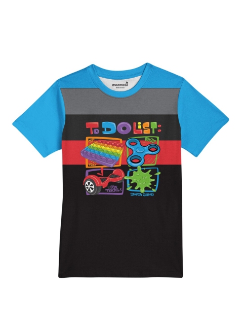 

mezmoda Boys Black & Blue Printed Dri-FIT T-shirt