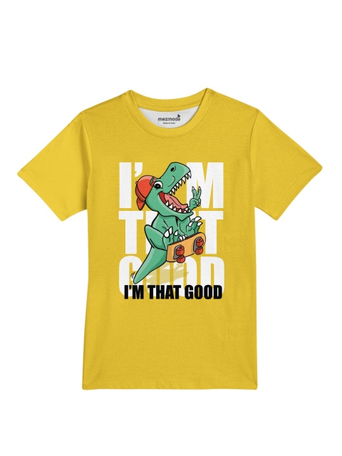 

mezmoda Boys Yellow & Green Printed Dry-Fit T-shirt