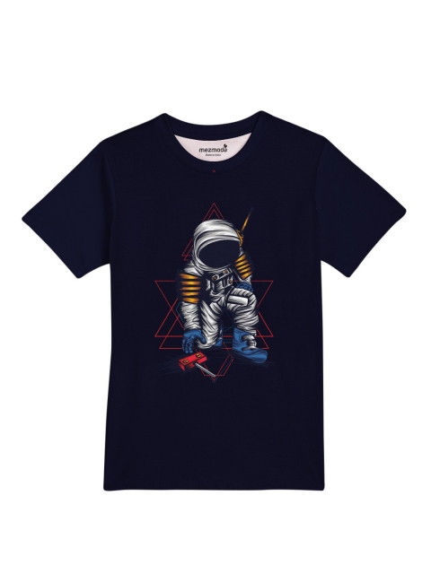 

mezmoda Boys Navy Blue & Grey Printed Dri-FIT T-shirt