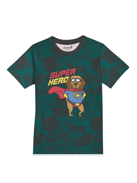 

mezmoda Boys Fluorescent Green & Brown Typography Printed Dri-FIT T-shirt