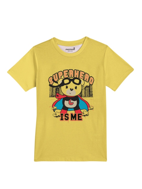 

mezmoda Boys Yellow & Black Printed Dri-FIT T-shirt