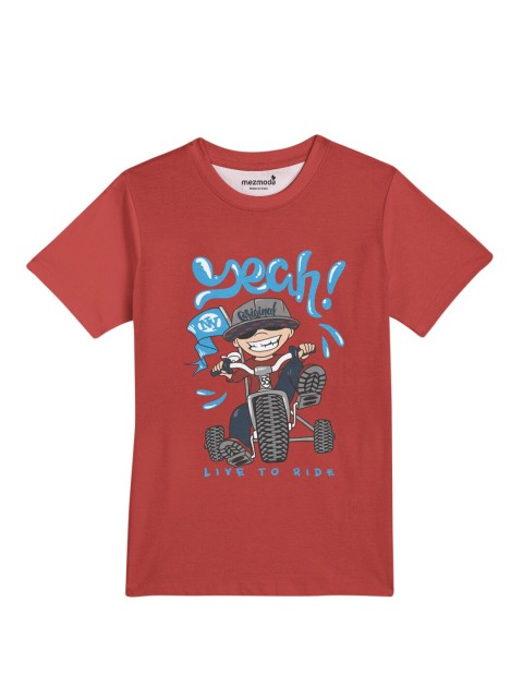 

mezmoda Boys Maroon & Black Printed Dri-FIT T-shirt