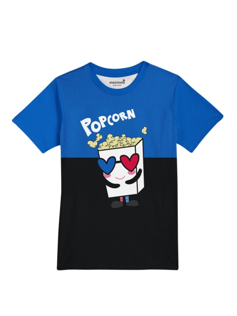 

mezmoda Boys Blue & Black Printed Dri-FIT T-shirt