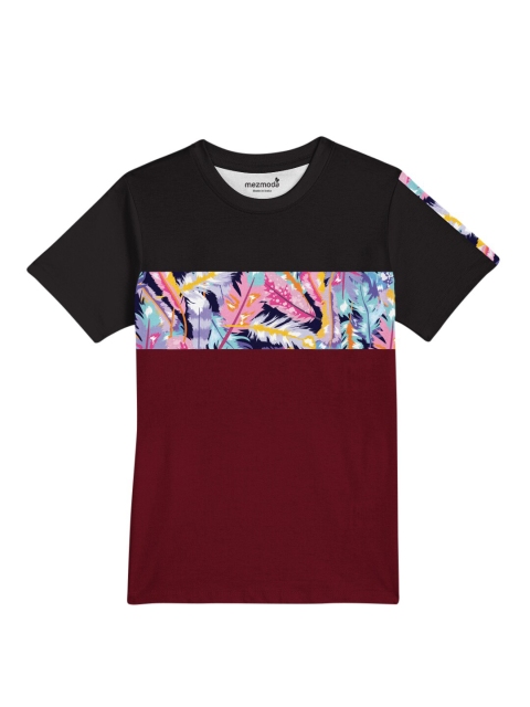 

mezmoda Boys Maroon & Black Colourblocked Dri-FIT T-shirt