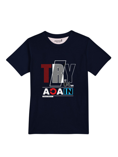 

mezmoda Boys Black & White Typography Printed Dri-FIT T-shirt