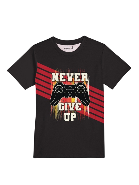 

mezmoda Boys Black & Red Printed Dri-FIT T-shirt