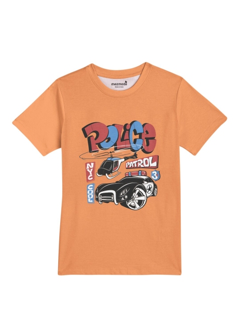 

mezmoda Boys Rust & Black Printed Dri-FIT T-shirt