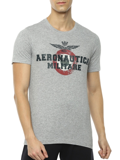 

Aeronautica Militare Men Grey Typography Printed Cotton T-shirt